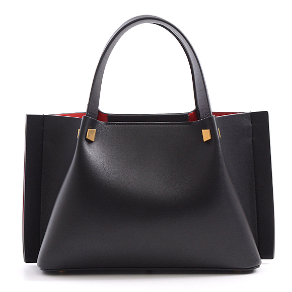 Valentino V Logo Escape Intarsia Small Shopping Bag 2WAY Tote Bag Black - Picture 4 of 5